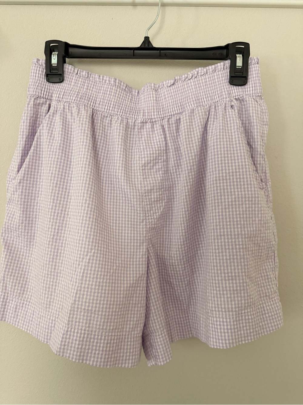 aerie Lilac Gingham Elastic-Waist Shorts